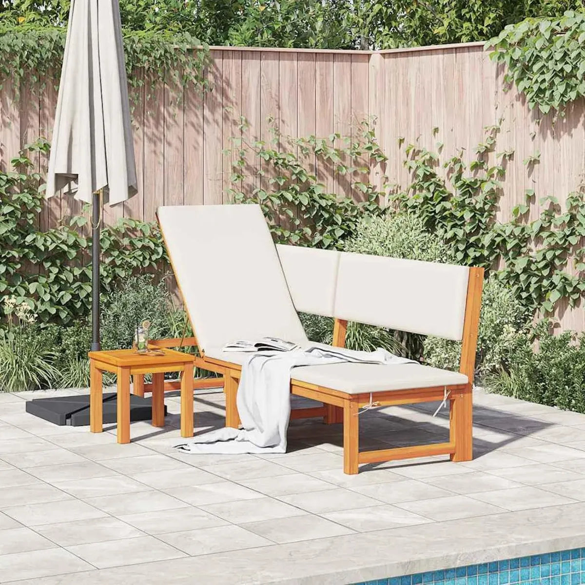 Chaise Longue en Bois d'Acacia Réglable - Résistance aux Intempéries pour Jardin