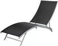 Chaise Longue Pliante de Jardin en Acier et Textilène Noir