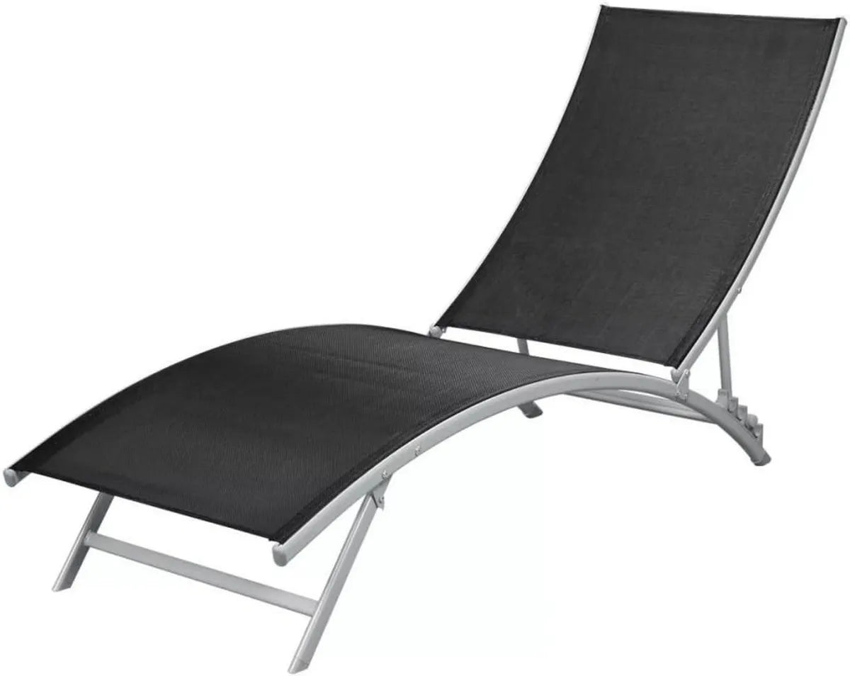 Chaise Longue Pliante de Jardin en Acier et Textilène Noir