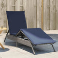 Transat Réclinable en Résine Tressée Grise avec Coussin Bleu Marine pour Jardin