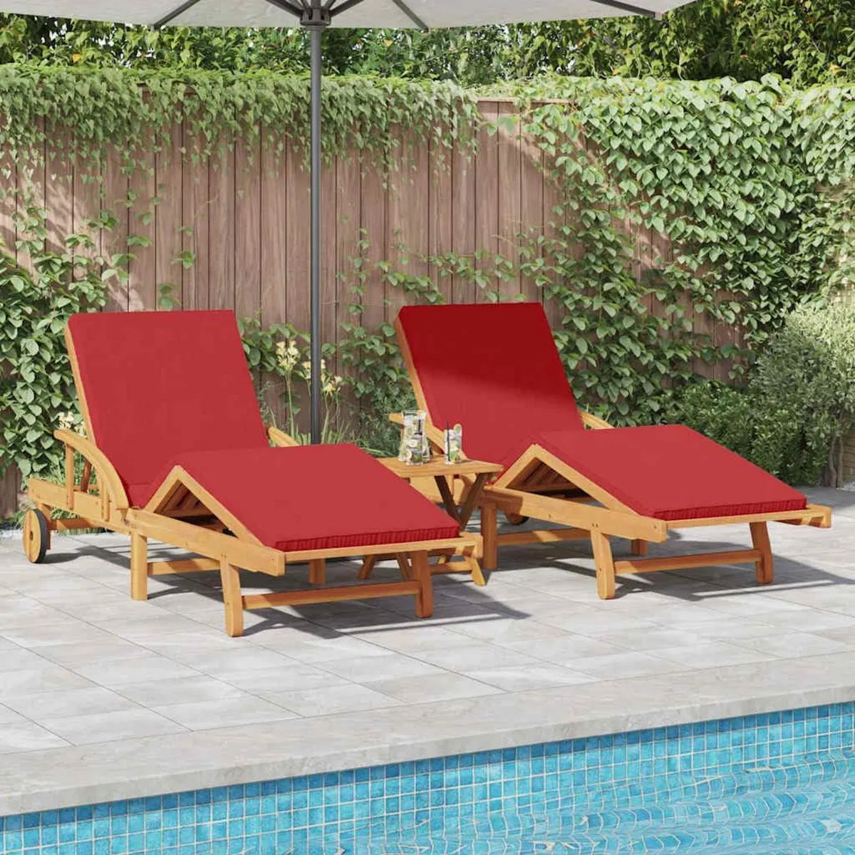 Chaise Longue Réglable en Bois d'Acacia pour Jardin 200 cm