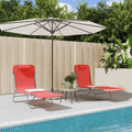 Lot de 2 Chaises Longues Pliables Inclinables - Rouge Textilène et Acier avec Repose-tête pour Jardin et Terrasse