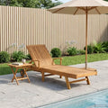 Chaise Longue Réglable avec Table Marron pour Jardin et Terrasse