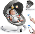 Balancelle Électrique pour Bébé avec Télécommande, Application Mobile et Harnais 5 Points, Pour Nouveaux-nés jusqu'à 9kg, 3 Minuteries, 5 Vitesses et 10 Mélodies (0-9 Mois)