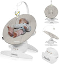 Balancelle Électrique 360° pour Bébé 9 kg - Réglable, 5 Vitesses, Sécurité Antidérapante (Beige)