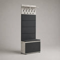 Meuble d'entrée avec banc coffre panneaux rembourrés patères étagère mélaminé gris clair gris anthracite 80 x 40 x 190 cm