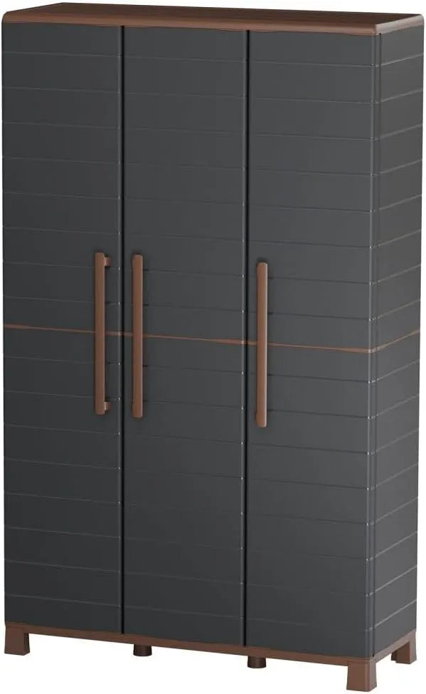 Armoire de rangement — avec rangement, réglable, 3 Portes, 102 × 37 × 169 cm, anthracite