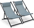 Oviala Lot de 2 transats en Aluminium Bleu