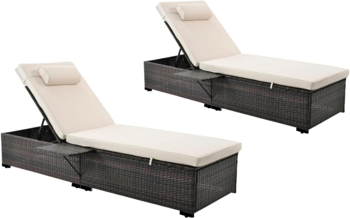 Piscine hors sol – USINE, avec dossier, avec coussins, réglable, Lot de 2, beige, inclinable