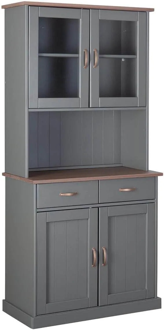Buffet et meuble de rangement Vaisselier 4 Portes 2 Tiroirs Coloris Gris: avec tiroirs
