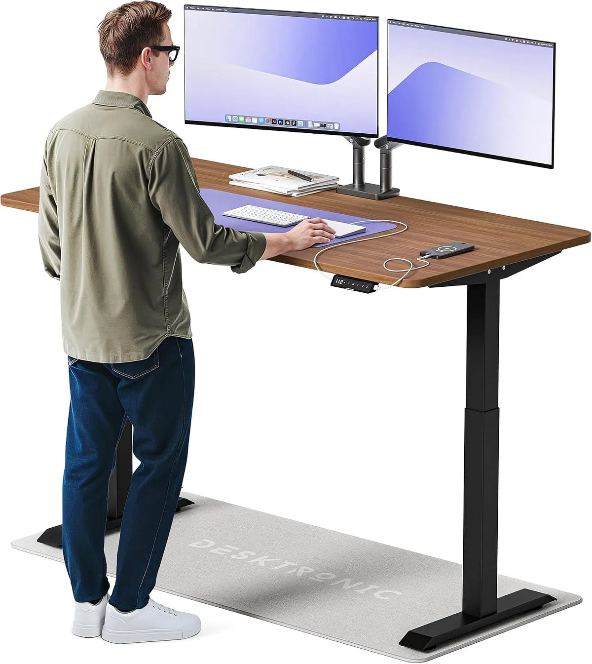 Bureau et table informatique: en bois, avec port USB, réglable, 160 × 80cm, hauteur réglable