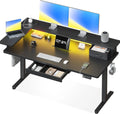 Bureau et table informatique: avec tiroirs, avec port USB, avec écran, 1 Pièce, 140 × 60 cm, noir