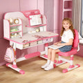 Bureau et table informatique – pour enfant, à motifs, style dessin animé, avec tiroirs, rose, réglable