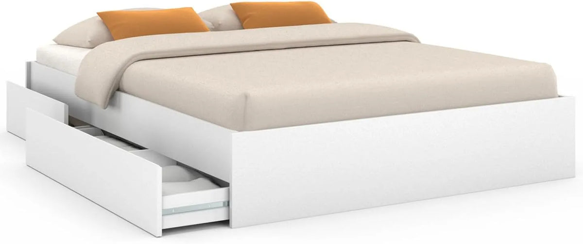 IDMarket – TOMI, avec tiroirs, 4 tiroirs, 140 × 190 cm, blanc