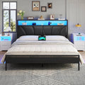 Cadre de lit et structure de lit 160x200 avec Sommier Métal Lit 2 Personnes — en métal, avec rangement, avec port USB, affichage LED, 160 × 200