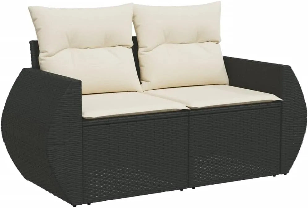 Canapé de jardin et sofa lounge extérieur – avec dossier, avec coussins, 2 Places, noir