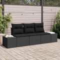 Canapé de jardin et sofa lounge extérieur: avec rangement, avec coussins, 3 pièces, noir, en résine tressée