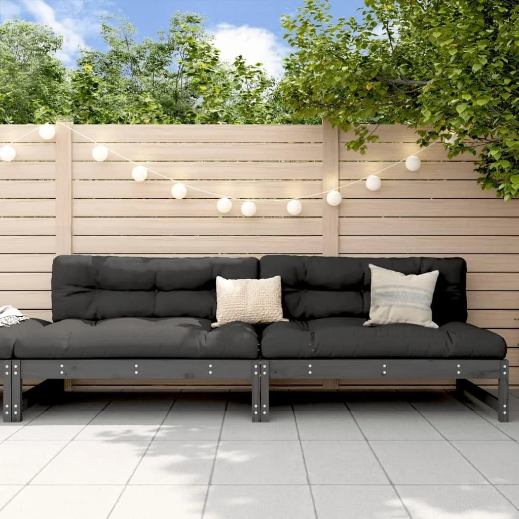 Solivagant Canapés centraux de Jardin 2 pcs Gris 120x80 cm: en bois, 2 pièces, 120 × 80 cm, 30 KG