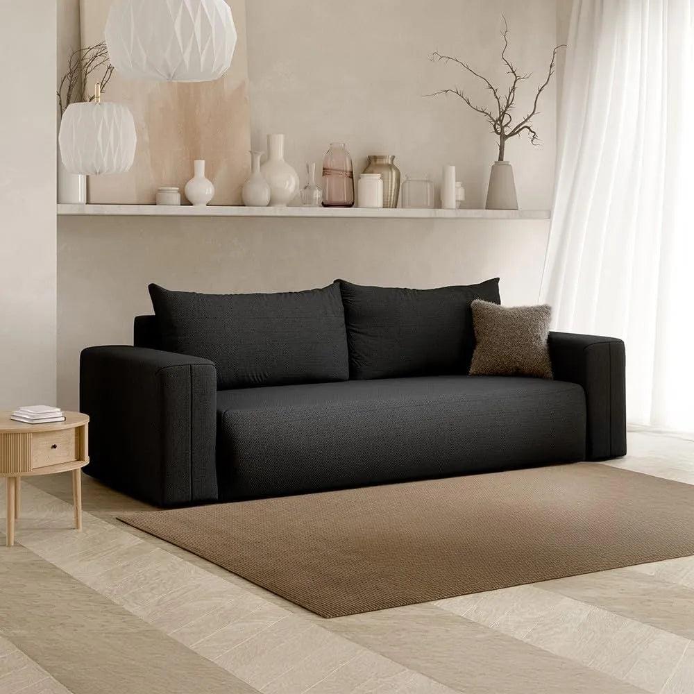 Canapé – revêtement en tissu, 3 Places, gris