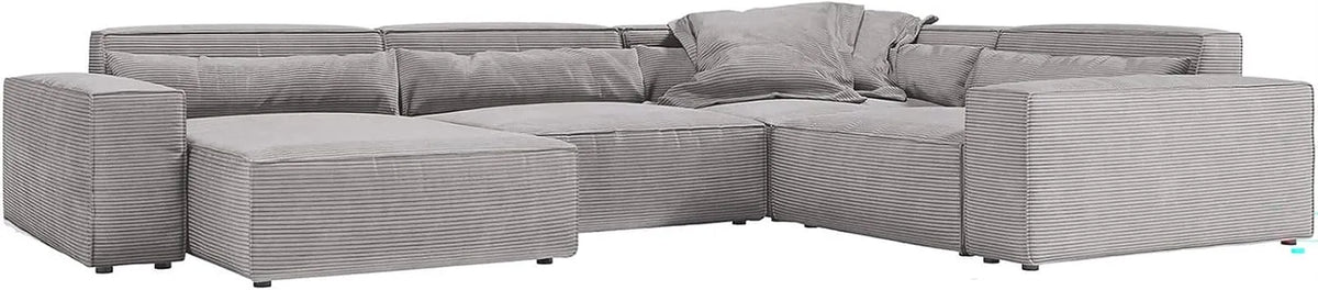 Canapé – en velours côtelé, pivotant, 360 × 260 cm, gris