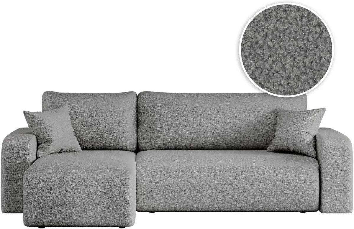 Canapé d'angle et canapé panoramique – ALYA, réversible, revêtement en tissu, convertible, revêtement bouclé, 4 Places