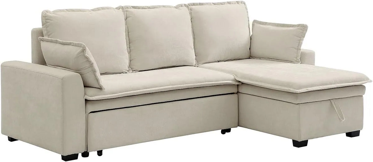 Canapé d'angle et canapé panoramique — ZAKILA, réversible, revêtement en tissu, convertible, blanc