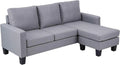 Canapé d'angle et canapé panoramique – angle droit, revêtement en tissu, 3 Places, 192 cm, gris