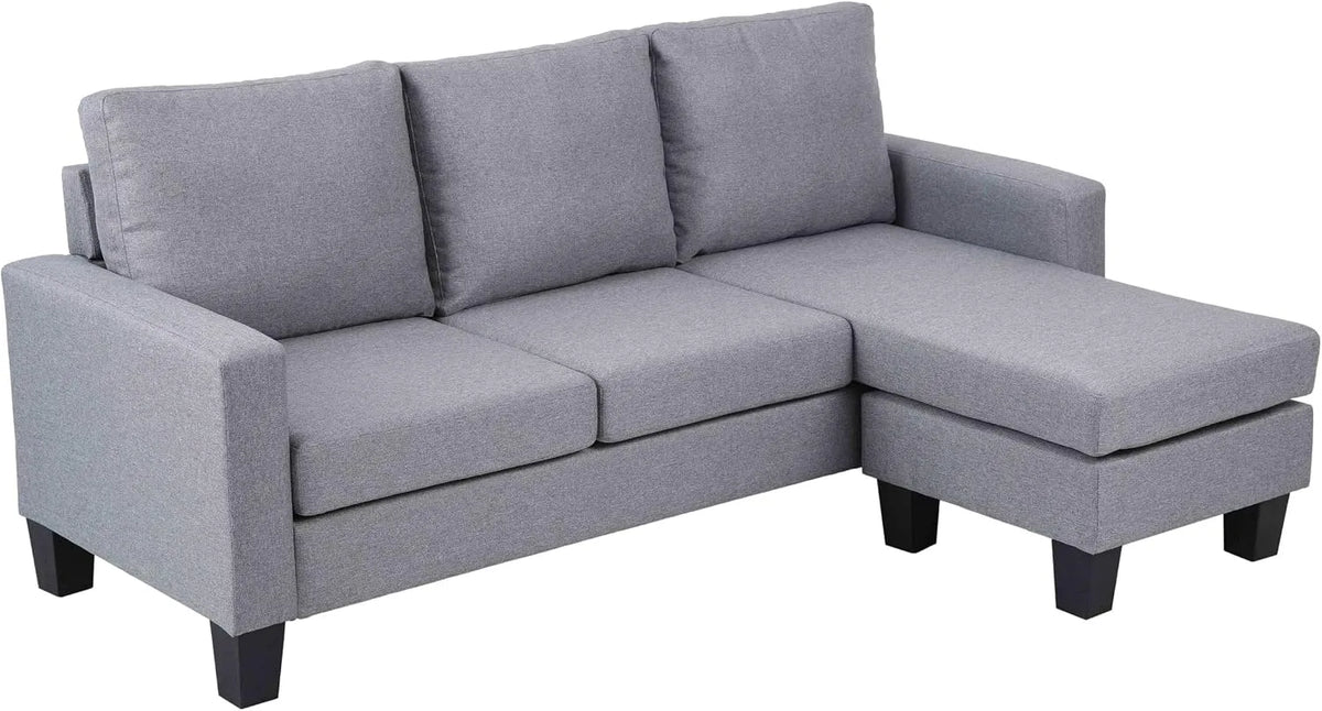 Canapé d'angle et canapé panoramique – angle droit, revêtement en tissu, 3 Places, 192 cm, gris