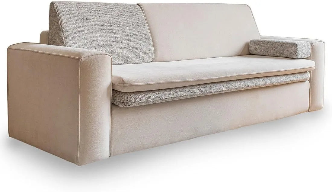 Canapé: Droit, revêtement en tissu, convertible, 3 Places, beige