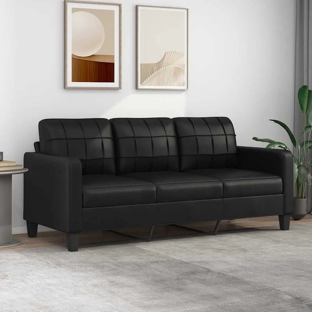 Canapé – en cuir PU, 3 Places, 180 cm, 30.1 KG, noir