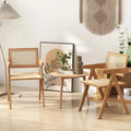 Chaise: en bois, avec accoudoirs, avec dossier, Lot de 2, 45 CM, en résine tressée