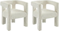 Chaise: SOFANA, en métal, revêtement en tissu, avec accoudoirs, revêtement bouclé, Lot de 2, blanc