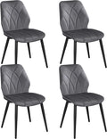 Chaise – en métal, avec dossier, Lot de 4, 58, 5 × 44 × 82 cm, gris, revêtement en velours