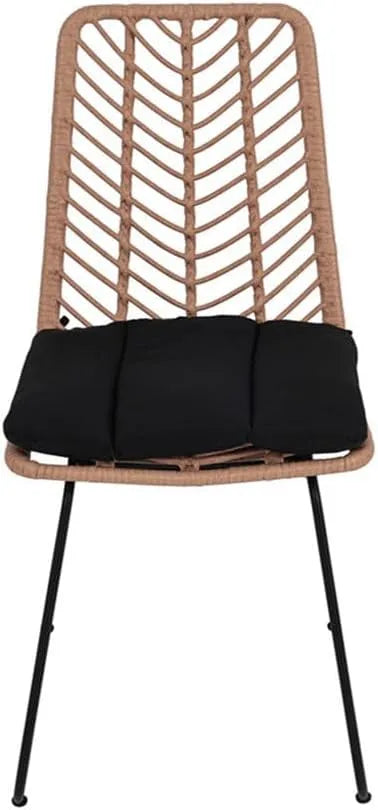 Chaise — en bois, Lot de 4, noir, en résine tressée