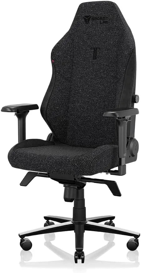 Chaise: Tissu, revêtement en tissu, technologie 3D/4D, avec accoudoirs, pour gaming, noir, inclinable
