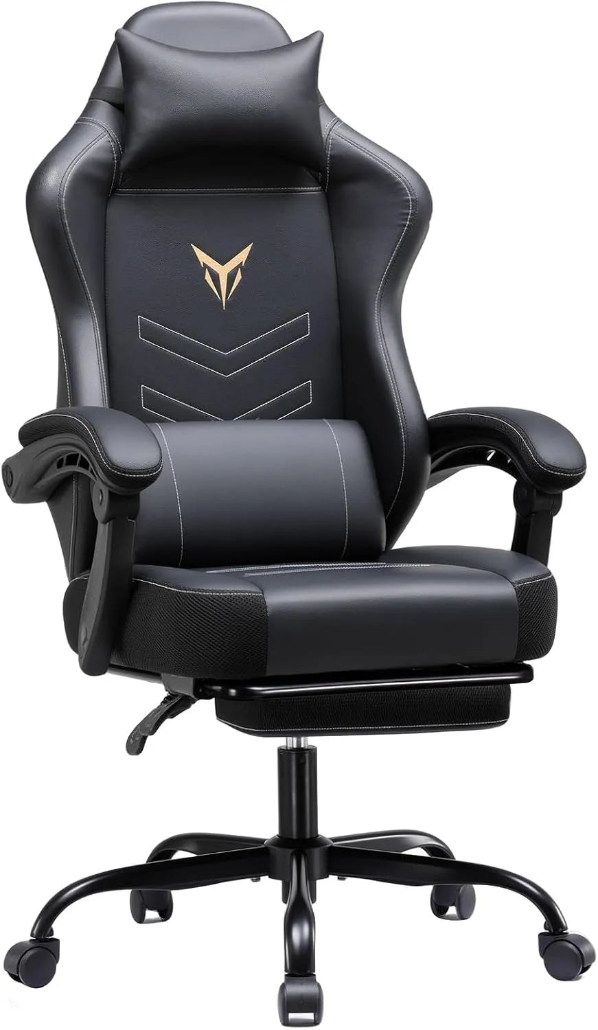 Bureau et table informatique – en cuir, avec coussins, pour gaming, réglable, noir, hauteur réglable