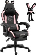 Chaise — en cuir PU, avec dossier, pour gaming, noir