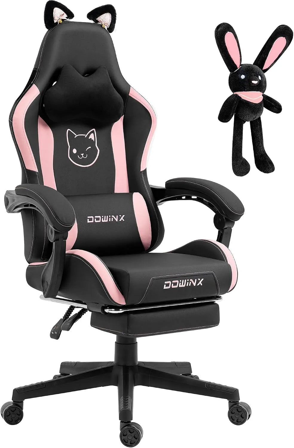 Chaise — en cuir PU, avec dossier, pour gaming, noir