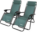 Chaise — respirant, avec accoudoirs, réglable, Lot de 2, vert, inclinable
