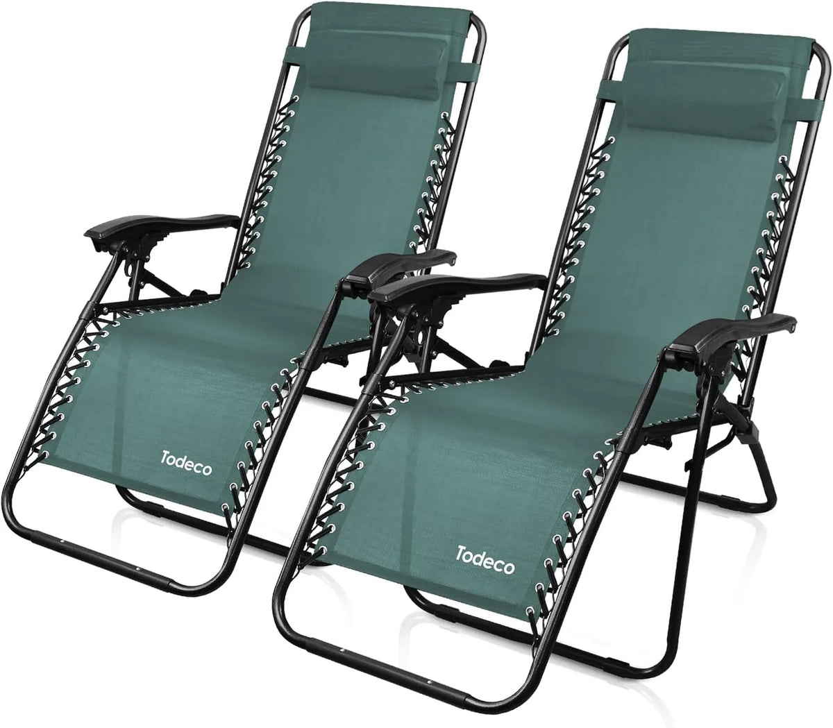 Chaise — respirant, avec accoudoirs, réglable, Lot de 2, vert, inclinable