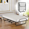 COSTWAY Lit Pliant 1 Personne Adulte 80 x 190 cm avec: en métal, pliable, avec roulettes, 80 × 190 cm, 10 cm, 120 kg, blanc, revêtement en tissu