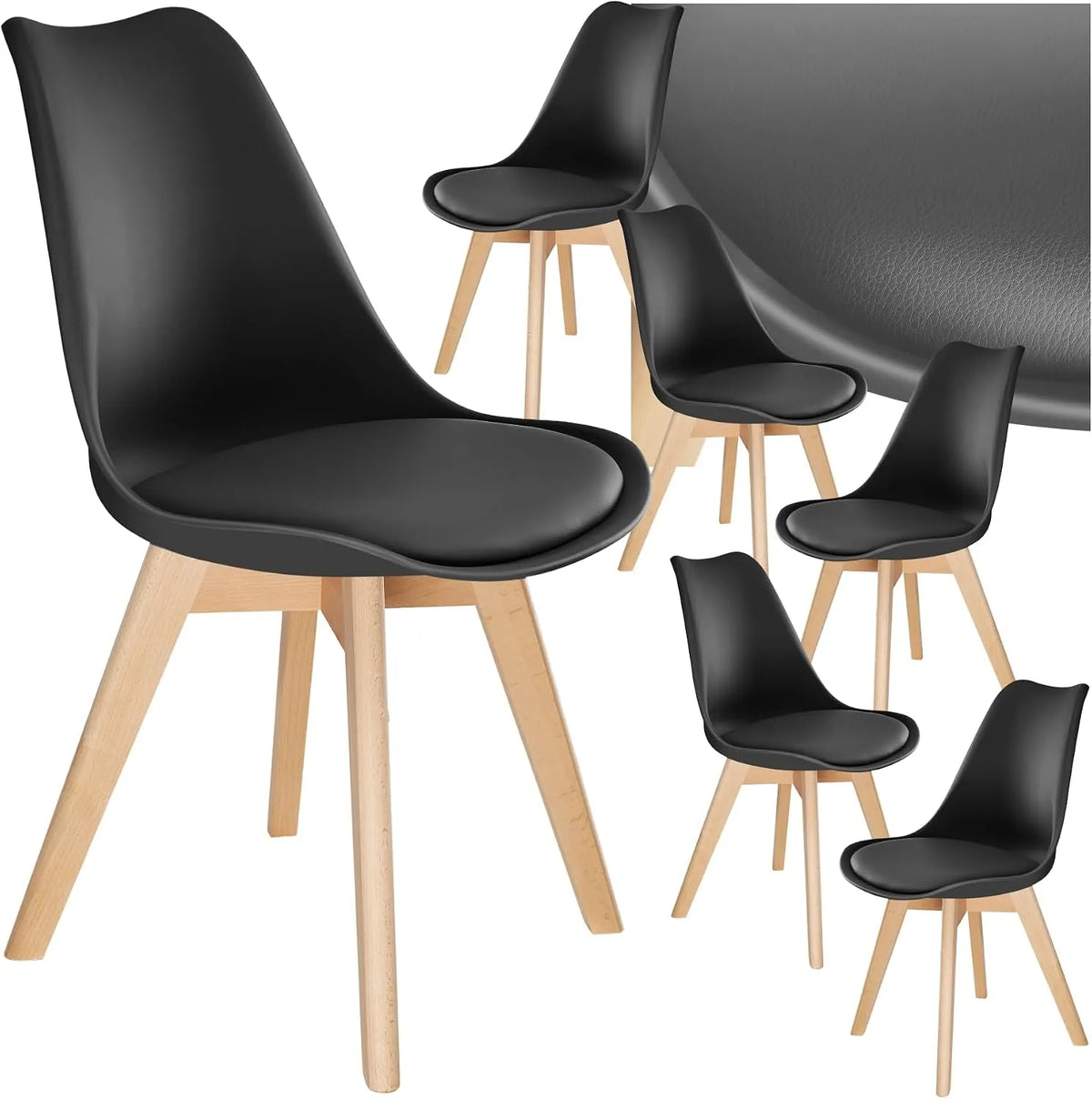 tectake Bureau et table informatique — en bois, Lot de 6, en bois massif