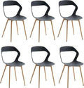 Chaise – en métal, avec dossier, Lot de 6, noir