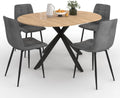 Table à manger et table de salle à manger – 150 cm, gris, extensible, revêtement en velours