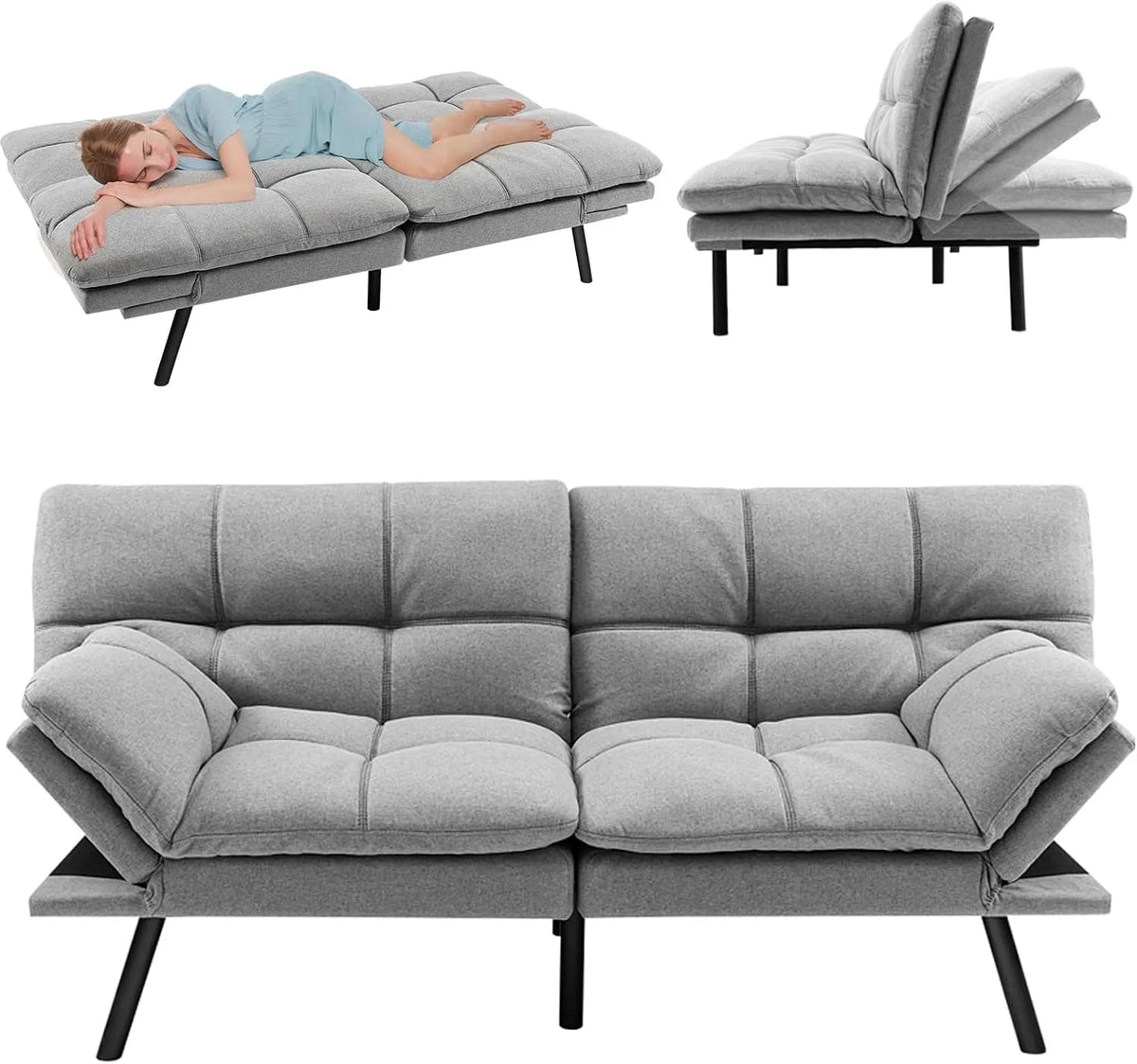 Canapé convertible et canapé-lit: en métal, rembourrage en mousse, convertible, avec accoudoirs, 3 Niveau ×, 4 Niveau ×, réglable