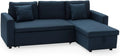 Canapé d'angle et canapé panoramique — réversible, revêtement en tissu, avec rangement, convertible, 3 Places, bleu, avec rangement intégré