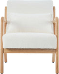 Fauteuil et chaise rembourrée en Bois et Tissu Bouclette écru: Lanna, revêtement en tissu, revêtement bouclé