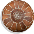 Poufs&Pillows Pouf Artisanal Marocain en Cuir Véritable Fait Main – avec coussins